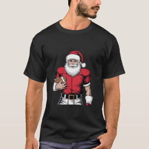 Santa Football Christmas For Kids Boys Men Xmas Fo T-Shirt