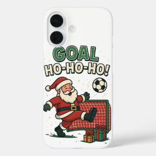 Santa Football Goal – Funny Christmas Soccer iPhone 16 Case