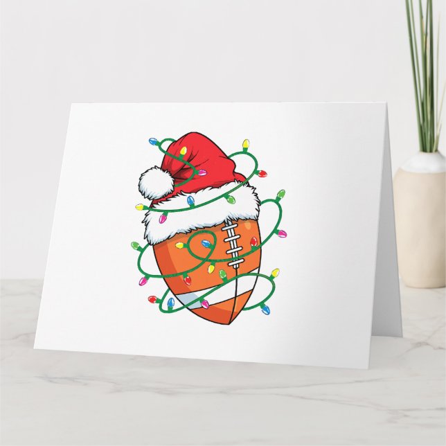 Santa Football Sports Ball Men Boys Christmas Xmas Card (Front)