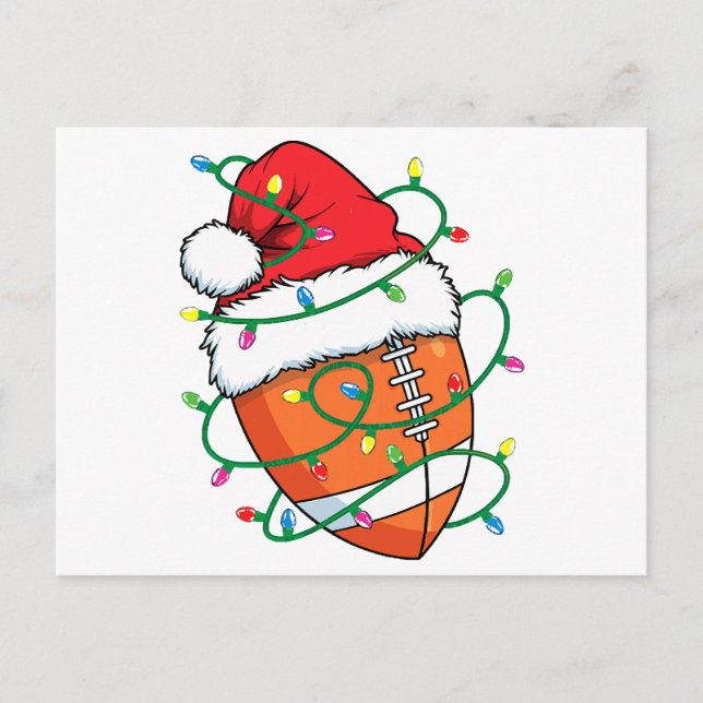 Santa Football Sports Ball Men Boys Christmas Xmas Postcard (Front)