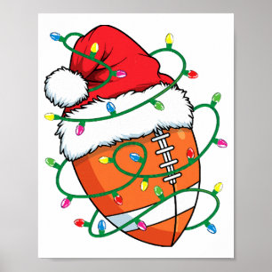 Santa Football Sports Ball Men Boys Christmas Xmas Poster