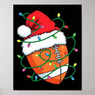 Santa Football Sports Ball Men Boys Christmas Xmas Poster