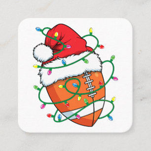 Santa Football Sports Ball Men Boys Christmas Xmas Square Business Card