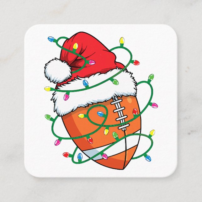 Santa Football Sports Ball Men Boys Christmas Xmas Square Business Card (Front)