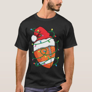 Santa Football Sports Ball Men Boys Christmas Xmas T-Shirt