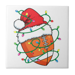 Santa Football Sports Ball Men Boys Christmas Xmas Tile