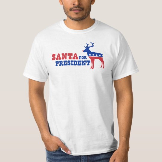 Santa for President blue/red tee shirt