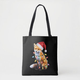 Santa Fox Christmas Light Fox Lover Christmas Gift Tote Bag