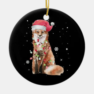 Santa Fox Christmas Lights Fox Lover Christmas Ceramic Tree Decoration