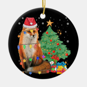 Santa Fox Christmas Lights Fox Lover Christmas Ceramic Tree Decoration