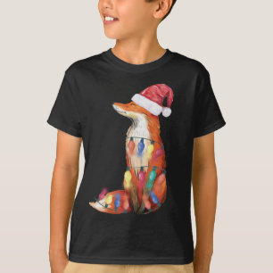 Santa Fox Christmas Lights Fox Lover Christmas T-Shirt