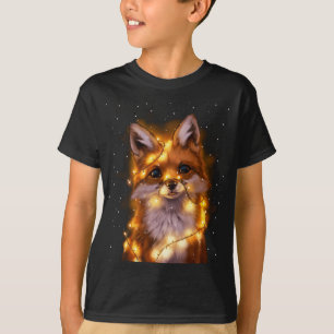 Santa Fox Lover Christmas Lights Pajama Costume T-Shirt