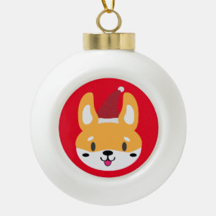 Santa Foxy Christmas Ball Ball! Ceramic Ball Christmas Ornament