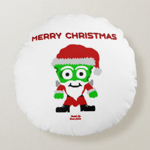 Santa FrankenCheese Round Throw Pillow