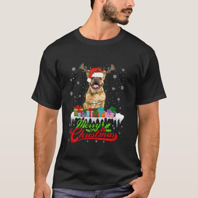 Santa French Bulldog Dog Christmas Pyjamas Xmas Li T-Shirt (Front)