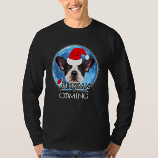 Santa French Bulldog Dog Merry Christmas Is Coming T-Shirt