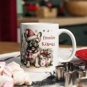 Santa French Bulldog Fun Festive Xmas Dog lover Two-Tone Coffee Mug