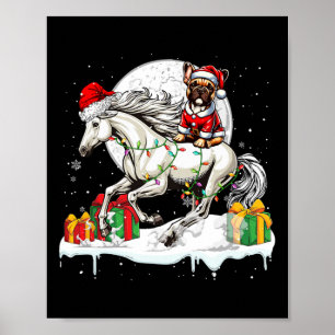 Santa French Bulldog Riding Horse Christmas Owner  Poster