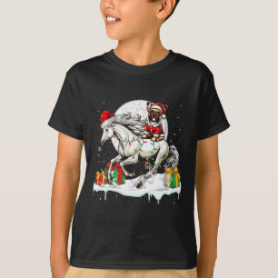 Santa French Bulldog Riding Horse Christmas Owner T-Shirt