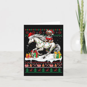 Santa French Bulldog Riding Horse Christmas Sweate Card