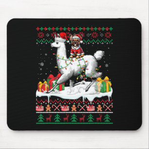 Santa French Bulldog Riding Llama Christmas Sweate Mouse Mat