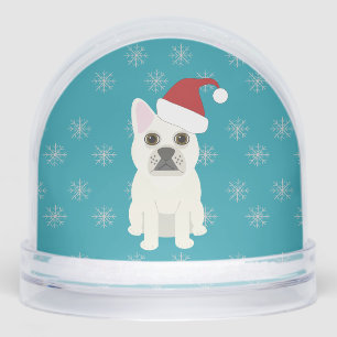 Santa Frenchie, Snowflakes Blue Snowglobe