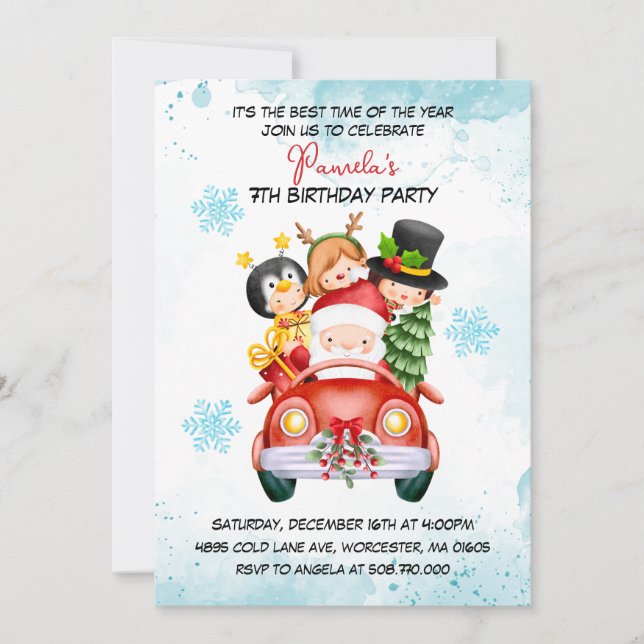 Santa & Friends Birthday Party Invitation (Front)