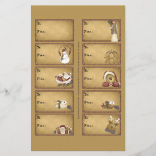 Santa & Friends Gift Tags on a Sheet - 10 Designs