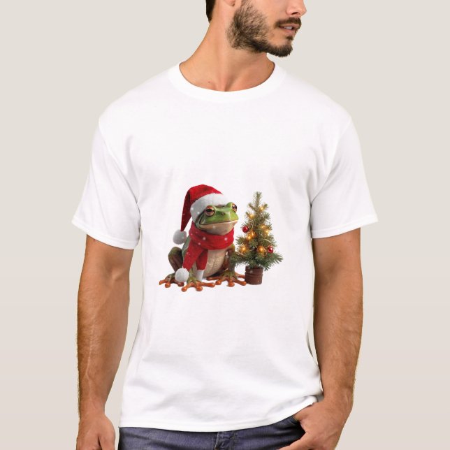 Santa Frog Christmas Design T-Shirt (Front)