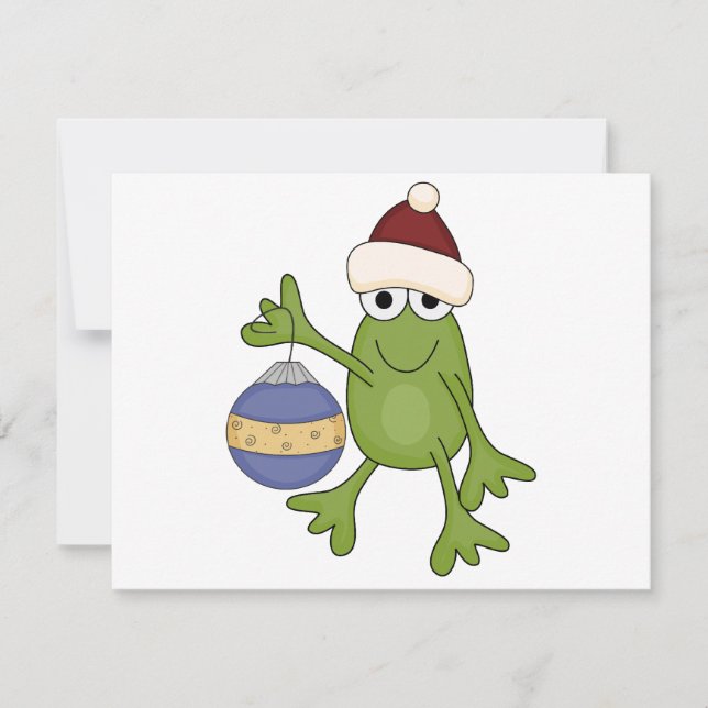 Santa Frog with Ornament Tshirts and Gifts Holiday Card (Front)