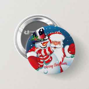 Santa & Frosty 6 Cm Round Badge