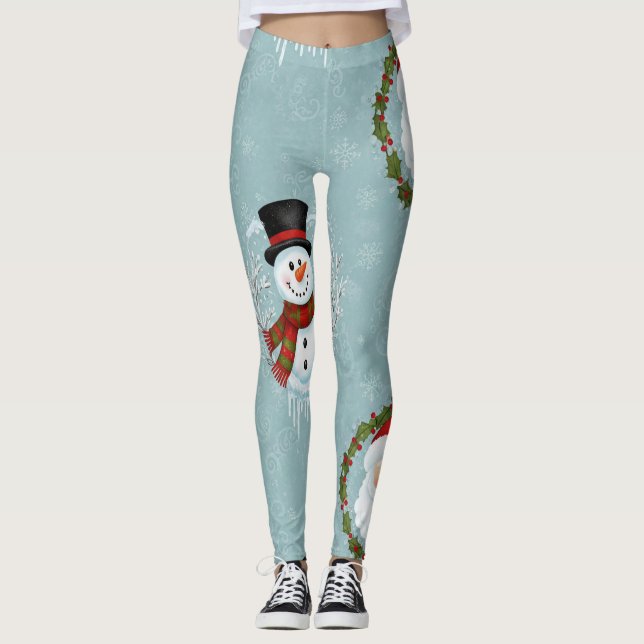 Santa Frosty Christmas Leggings AI Used (Front)