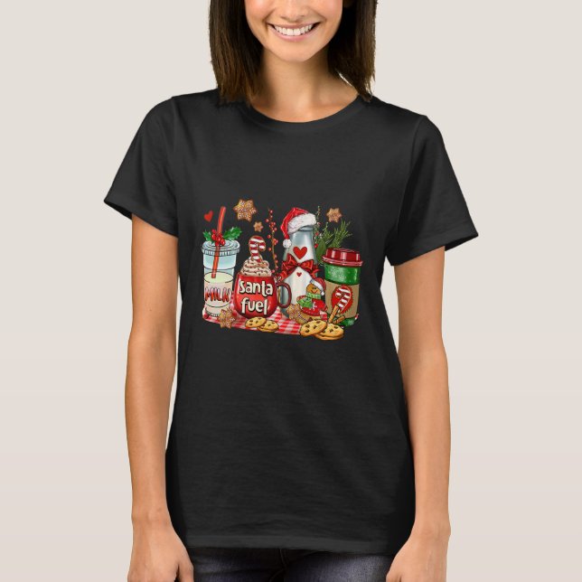 Santa Fuel Coffee Cups Merry Christmas Coffee Drin T-Shirt (Front)