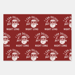 Santa Funny Christmas Party Xmas Guys Joke Wrapping Paper Sheet