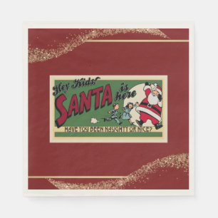 Santa Funny Retro Glitter Red Naughty/Nice Paper Napkin