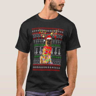 Santa German Shepherd Dog Christmas Lights Ugly Xm T-Shirt