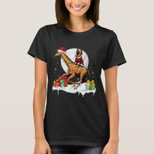 Santa German Shepherd Riding Giraffe Christmas Own T-Shirt