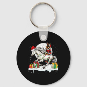 Santa German Shepherd Riding Horse Christmas Owner Key Ring
