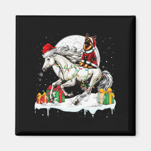 Santa German Shepherd Riding Horse Christmas Owner Magnet