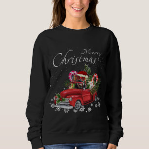 Santa German Shepherd Riding Red Truck Merry Chris Sweatshirt