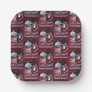 Santa Gets A Ticket Square Plate