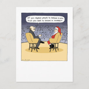 Santa Gets Some Advice Christmas Therapy Holiday Postcard