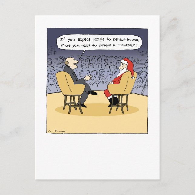 Santa Gets Some Advice | Christmas Therapy Holiday Postcard (Front)
