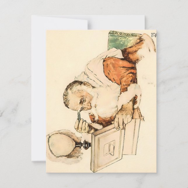 Santa Getting Ready - Norman Rockwell Holiday Card (Front)