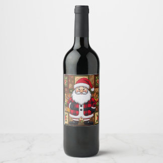 Santa Gift Bag  Wine Label