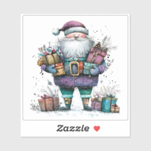 Santa Gift Festive Violet Sticker
