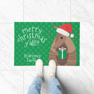 Santa Gift Giving Armadillo Texas Doormat