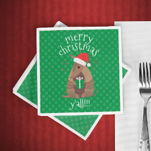 Santa Gift Giving Armadillo Texas Napkin