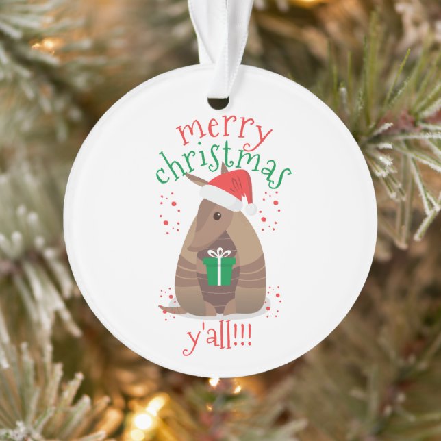 Santa Gift Giving Armadillo Texas Ornament (Tree)