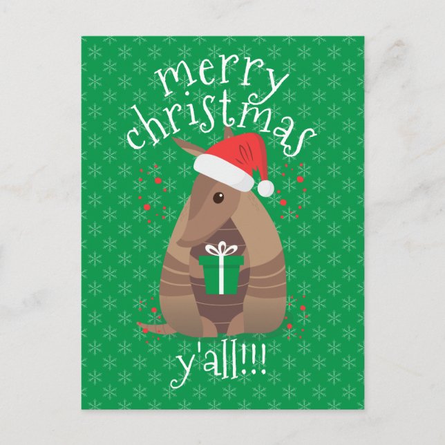 Santa Gift Giving Armadillo Texas Postcard (Front)